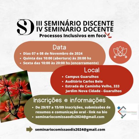 III Seminário Discente e IV Seminário Docente: Processos Inclusivos em foco