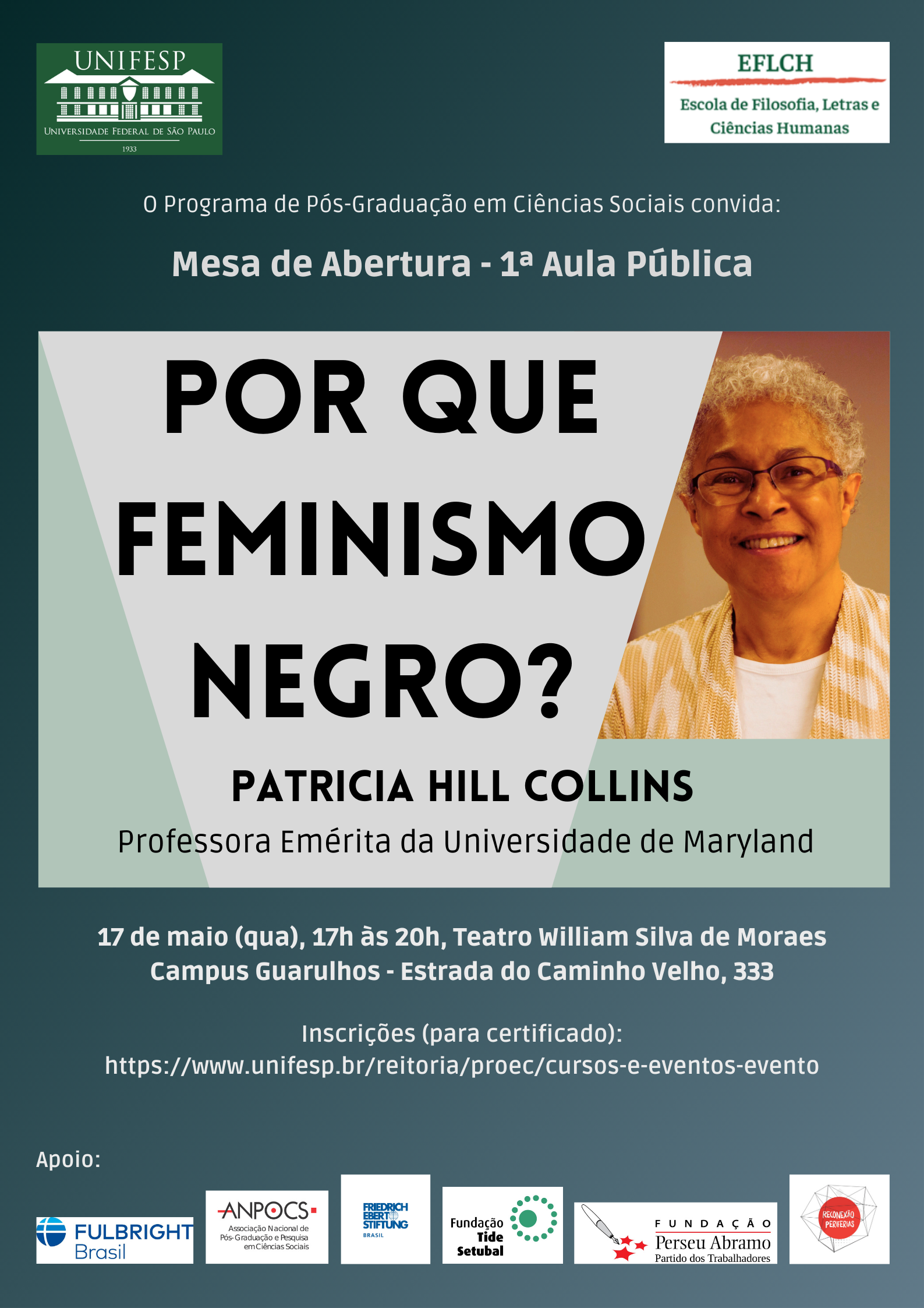 1ª Aula Pública Patricia Hill Collins cartaz